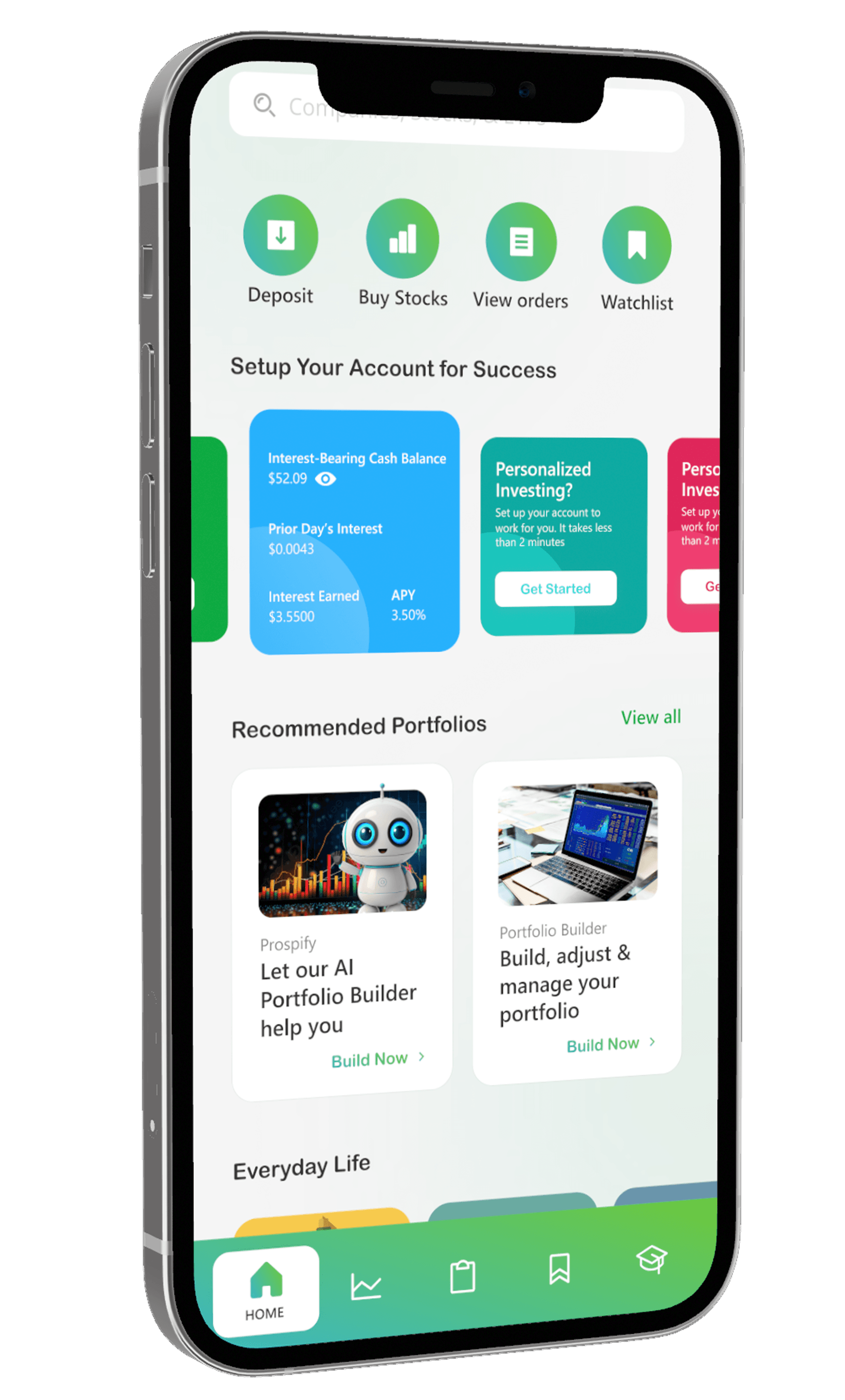 Prospuh app trading screen